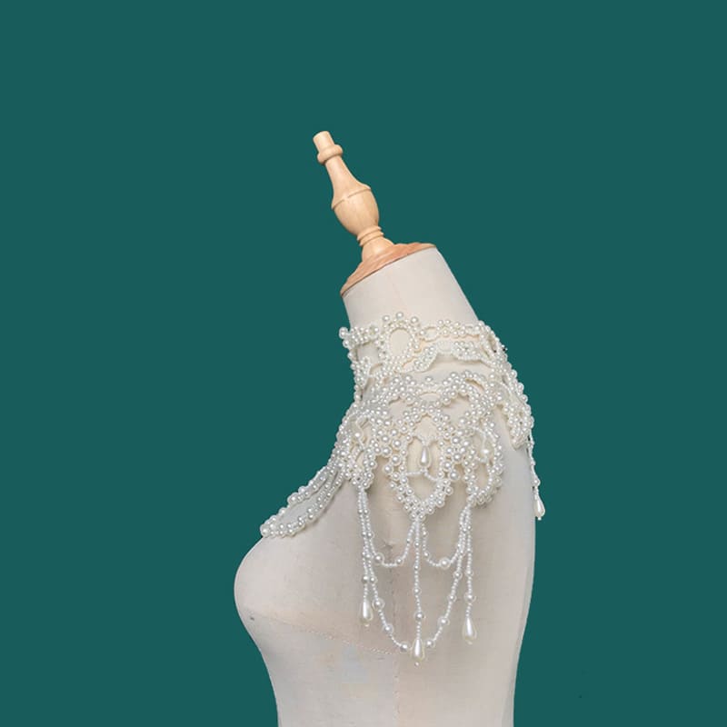 Luxurious Pearl Shawl Collar - Handcrafted Beauty